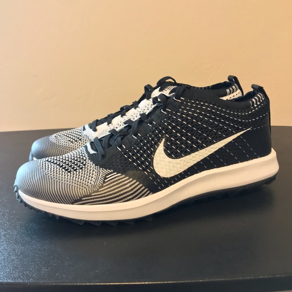 NEW Nike Flyknit Racer Golf Black White - Picture 2 of 8